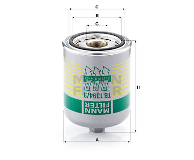 Cartucho secador de ar, sistema de ar comprimido MANN-FILTER TB 1394/3 x