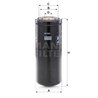 Filtro hidráulico, transmissão automática MANN-FILTER WH 980