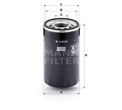 Filtro, sistema hidráulico do operador MANN-FILTER W 1160/6