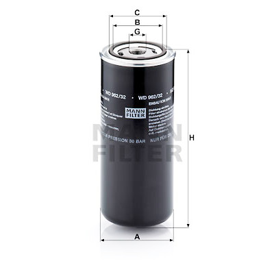 Filtro de óleo MANN-FILTER WD 962/32