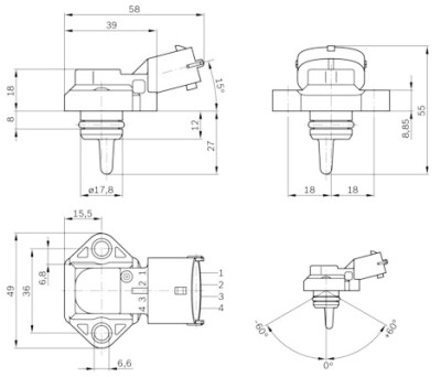 Sensor, pressão de sobrealimentação