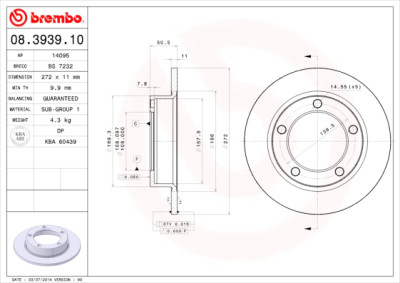 Conjunto de discos de freio BREMBO 08.3939.10