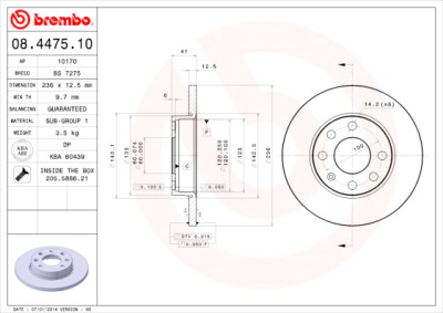 Conjunto de discos de freio BREMBO 08.4475.10