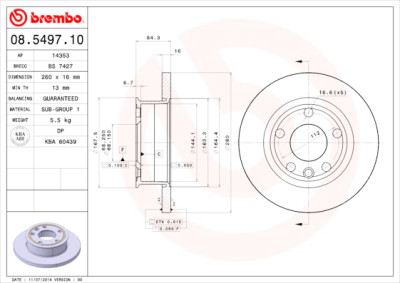 Conjunto de discos de freio BREMBO 08.5497.10