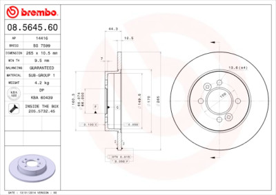 Jogo de discos de freio BREMBO 08.5645.60