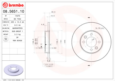 Conjunto de discos de freio BREMBO 08.5651.10