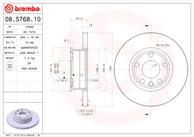 Jogo de discos de freio BREMBO 08.5768.10