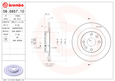 Conjunto de discos de freio BREMBO 08.6857.10
