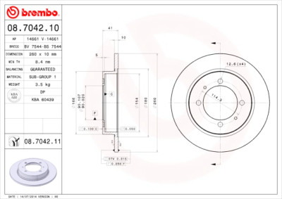 Conjunto de discos de freio BREMBO 08.7042.10