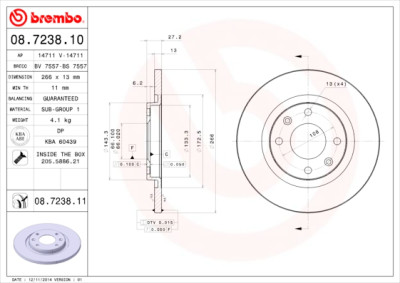 Jogo de discos de freio BREMBO COATED DISC LINE 08.7238.11