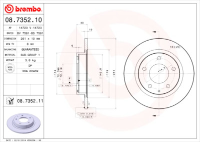 Conjunto de discos de freio BREMBO 08.7352.10