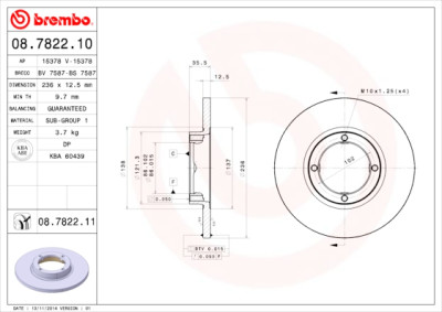 Conjunto de discos de freio BREMBO 08.7822.10