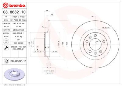 Jogo de discos de freio BREMBO COATED DISC LINE 08.8682.11