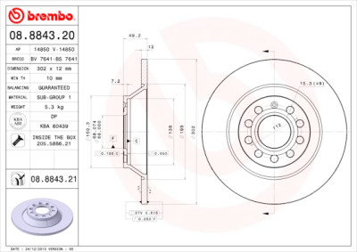 Jogo de discos de freio BREMBO COATED DISC LINE 08.8843.21
