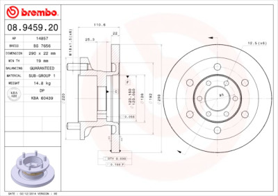 Conjunto de discos de freio BREMBO 08.9459.20