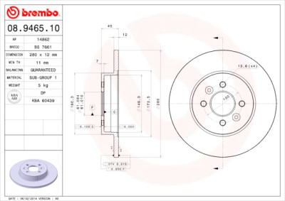 Conjunto de discos de freio BREMBO 08.9465.10