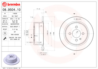 Conjunto de discos de freio BREMBO 08.9504.10