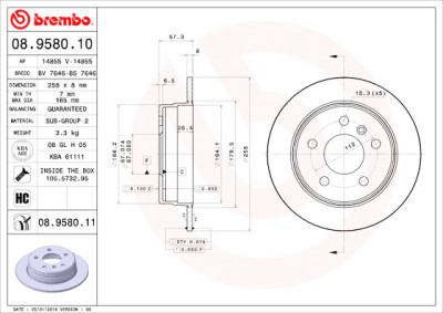 Conjunto de discos de freio BREMBO 08.9580.10