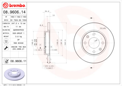 Conjunto de discos de freio BREMBO 08.9606.14