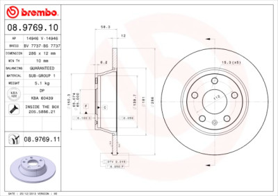 Jogo de discos de freio BREMBO 08.9769.10
