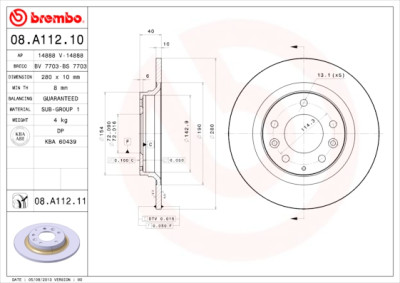 Conjunto de discos de freio BREMBO 08.A112.10