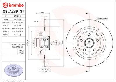 Conjunto de discos de freio BREMBO 08.A239.37