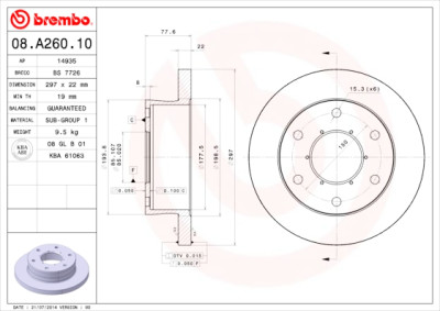 Disco de freio 08.A260.10