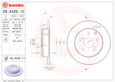 Conjunto de discos de freio BREMBO 08.A429.10