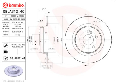 Conjunto de discos de freio BREMBO 08.A612.40