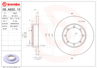 Conjunto de discos de freio BREMBO 08.A650.10