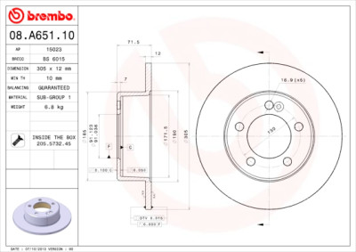 Conjunto de discos de freio BREMBO 08.A651.10