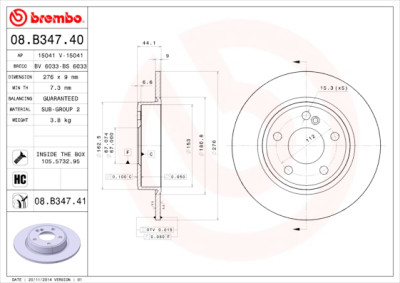 Conjunto de discos de freio BREMBO 08.B347.40
