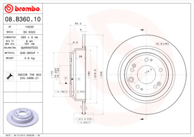 Conjunto de discos de freio BREMBO 08.B360.10