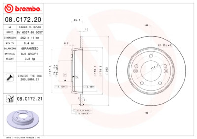 Jogo de discos de freio BREMBO COATED DISC LINE 08.C172.21