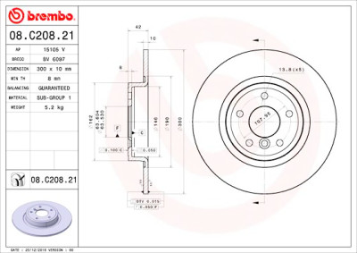 Conjunto de discos de freio BREMBO 08.C208.21