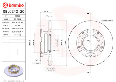 Conjunto de discos de freio BREMBO 08.C242.20