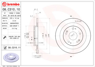 Conjunto de discos de freio BREMBO 08.C310.11