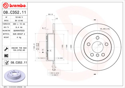 Conjunto de discos de freio BREMBO 08.C352.11