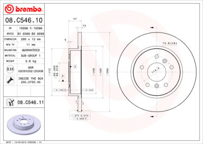 Conjunto de discos de freio BREMBO 08.C546.11