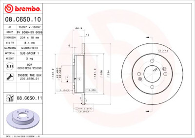 Conjunto de discos de freio BREMBO 08.C650.11