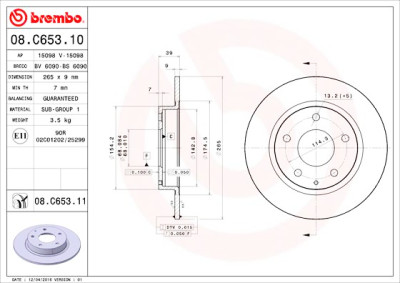 Conjunto de discos de freio BREMBO 08.C653.11