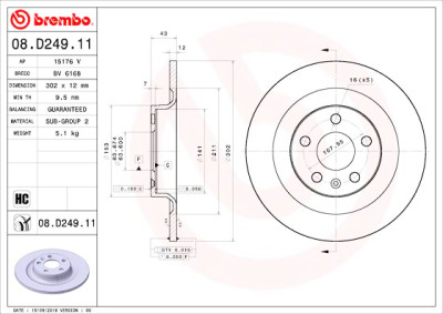 Conjunto de discos de freio BREMBO 08.D249.11
