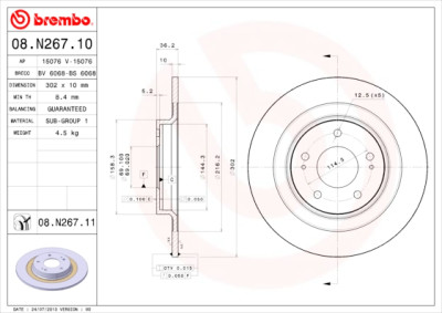 Conjunto de discos de freio BREMBO 08.N267.11