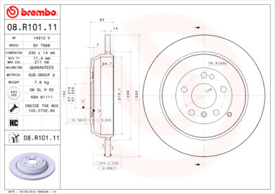 BREMBO COATED DISC LINE 08.R101.11 Conjunto de discos de freio