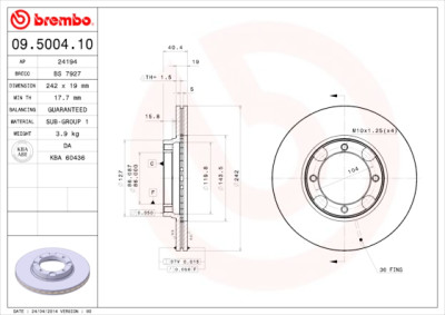 Conjunto de discos de freio BREMBO 09.5004.10