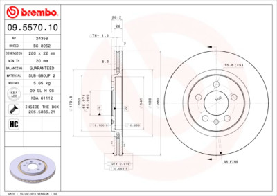 Conjunto de discos de freio BREMBO 09.5570.10