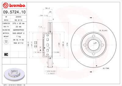 Jogo de discos de freio BREMBO 09.5724.10