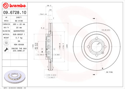 Conjunto de discos de freio BREMBO 09.6728.10