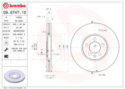 Conjunto de discos de freio BREMBO 09.6747.10