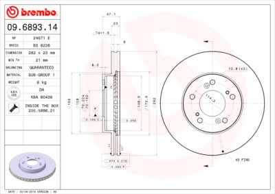 Conjunto de discos de freio BREMBO 09.6893.11
